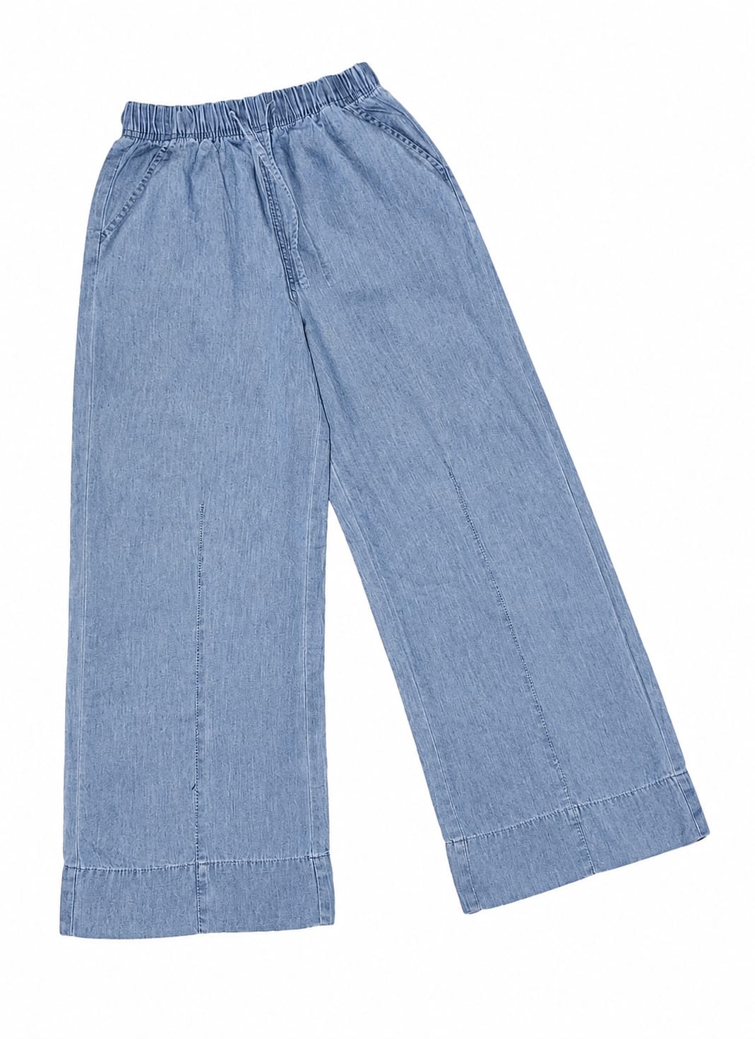 Pantaloni largi din denim albastru cu talie elastică 💙