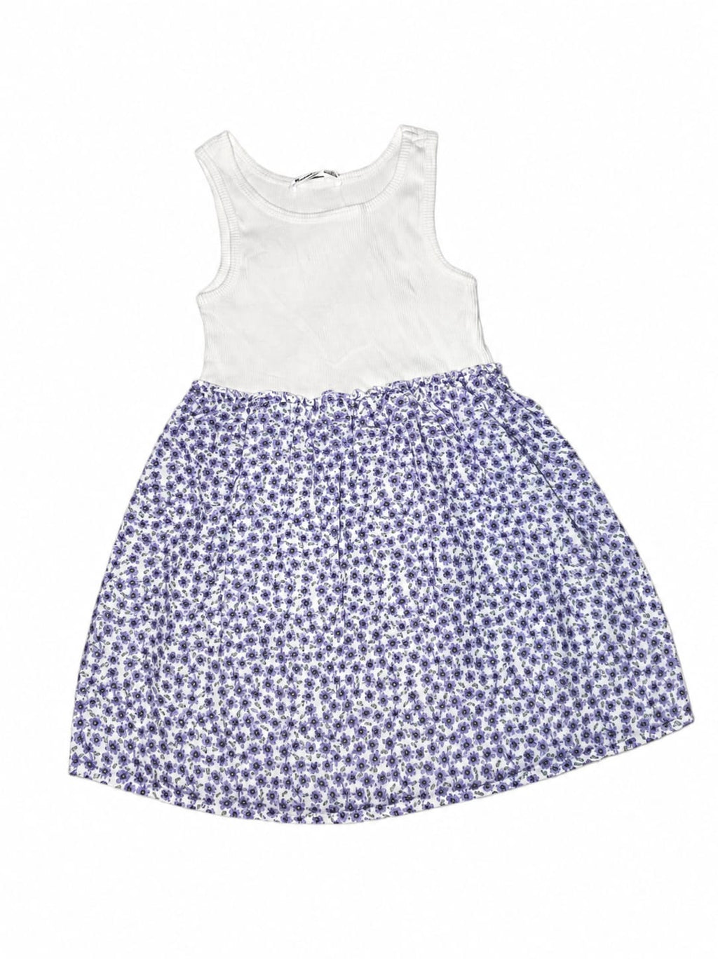Rochie fete albă cu fustă florală mov – nouă cu etichetă