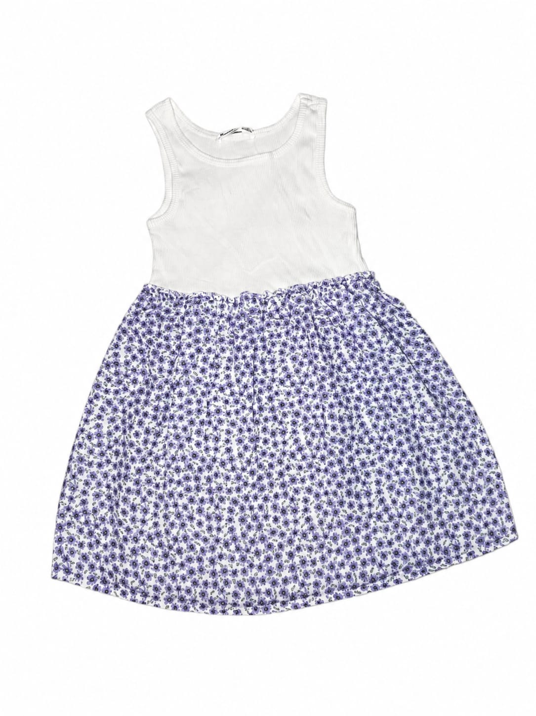 Rochie fete albă cu fustă florală mov – nouă cu etichetă