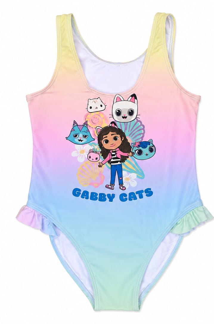 Costum de baie întreg fete Gabby’s Dollhouse – multicolor, nou cu etichetă