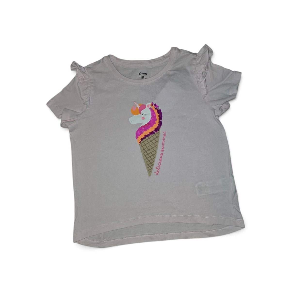 Tricou fete Sinsay 116 cm cu unicorn și paiete – nou cu etichet
