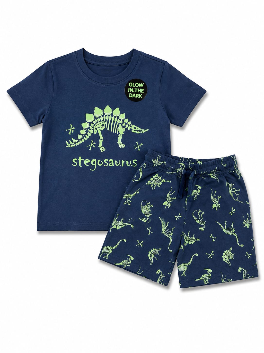 Set băieți 2 piese cu dinozauri – tricou + pantaloni scurți, bleumarin