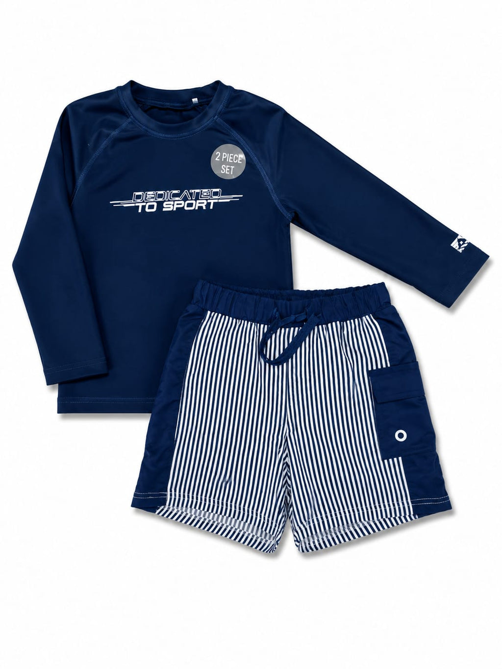 Set băieți 2 piese sport – bluză cu mânecă lungă + pantaloni scurți, bleumarin