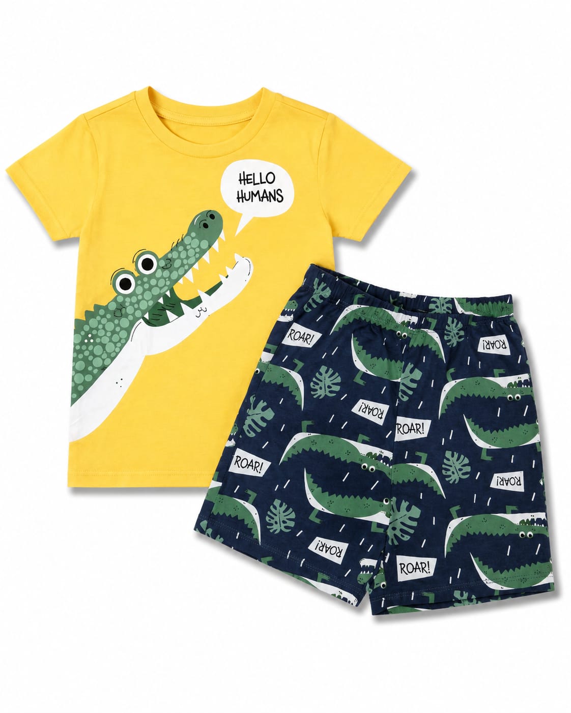 Set băieți 2 piese cu crocodil – tricou + pantaloni scurți