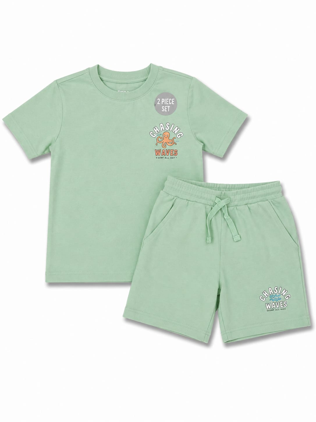 Compleu băieți 2 piese – tricou și pantaloni scurți, verde mentă