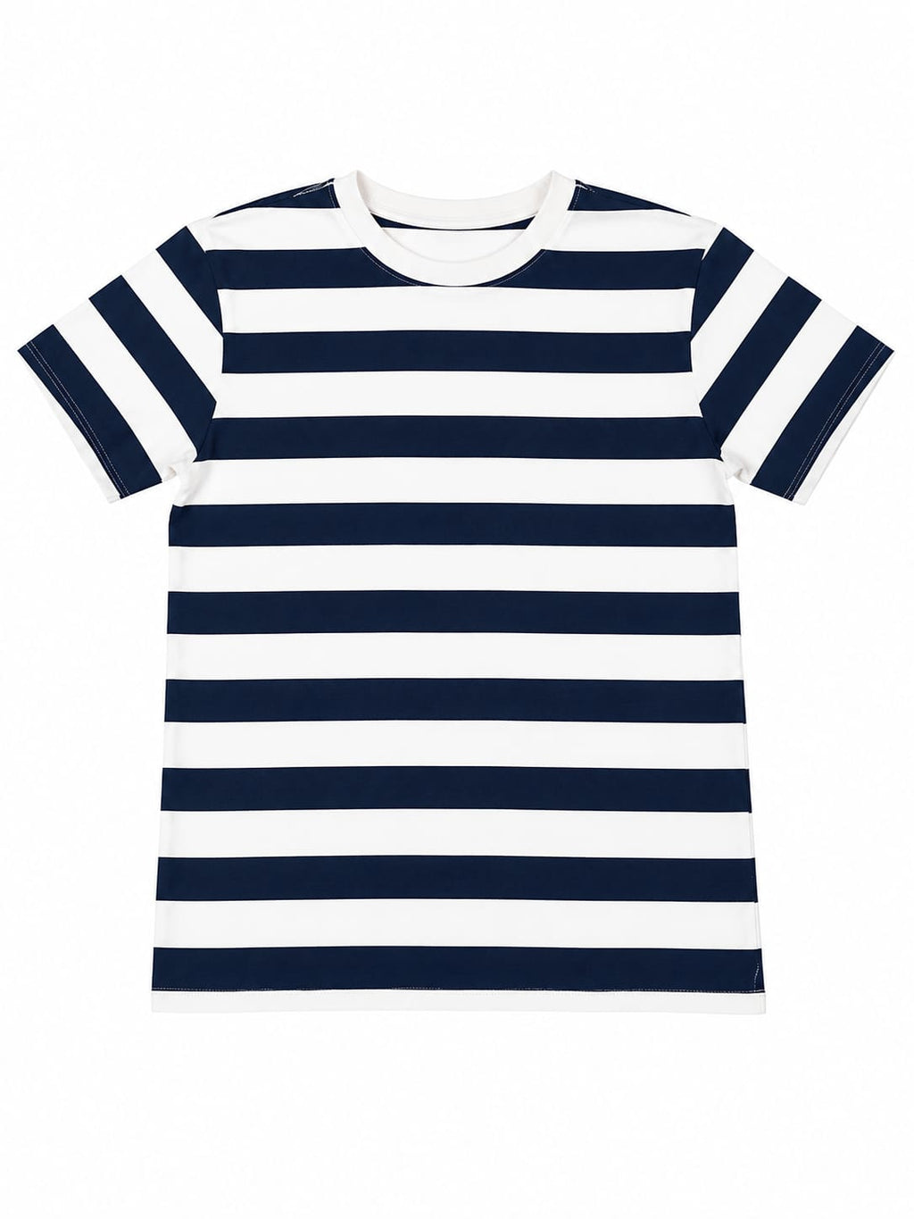Tricou băieți cu dungi bleumarin și albe – mânecă scurtă