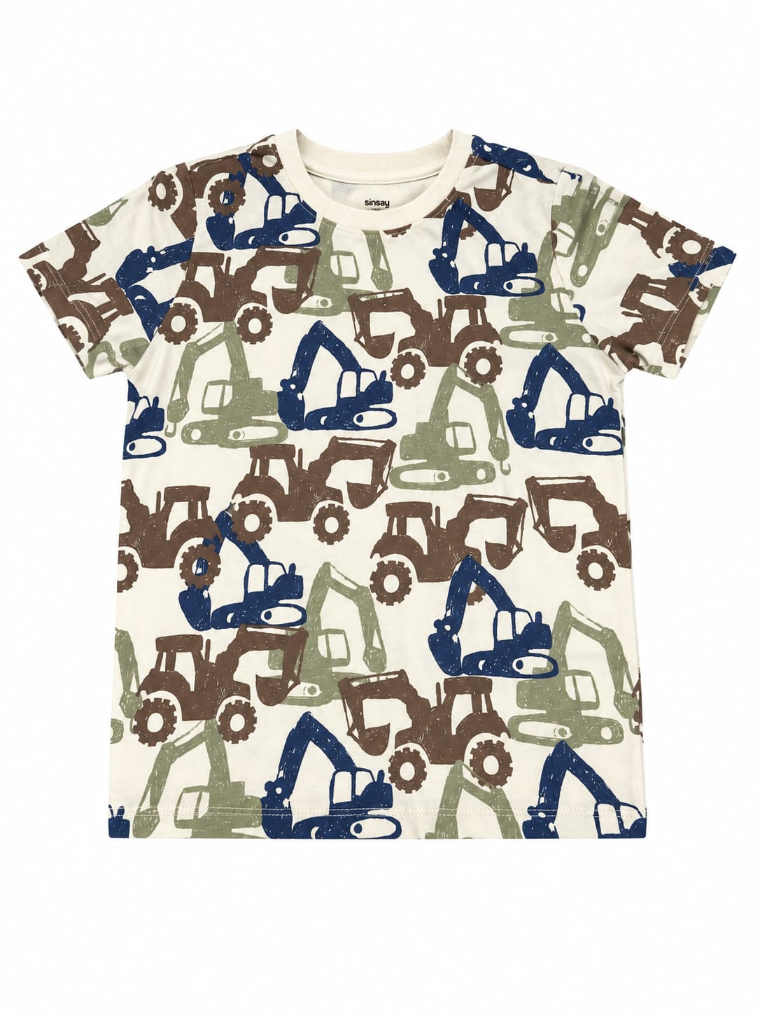 Tricou băieți cu imprimeu utilaje și excavatoare – mânecă scurtă