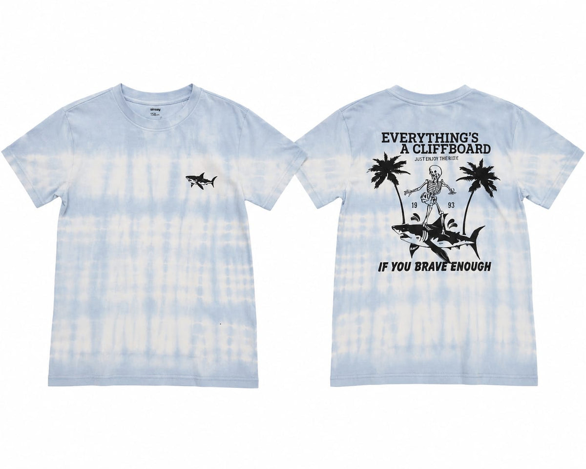 Tricou băieți bleu cu imprimeu rechin – model tie-dye