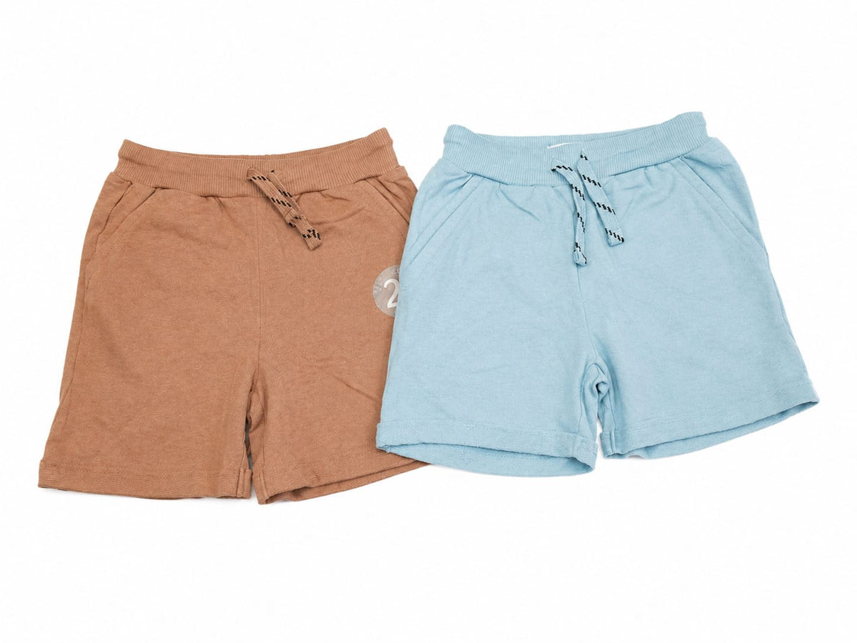 Set 2 pantaloni scurți băieți cu șnur – Maro & Bleu