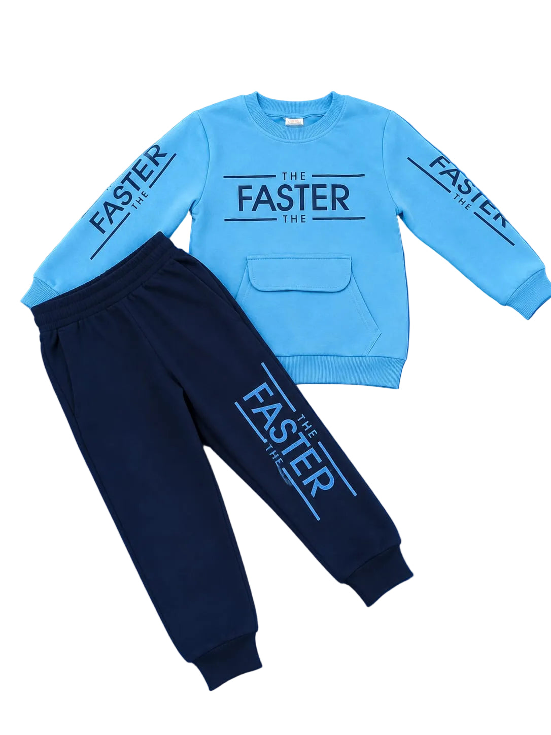 Compleu băieți  albastru și bleumarin FASTER - 2 piese