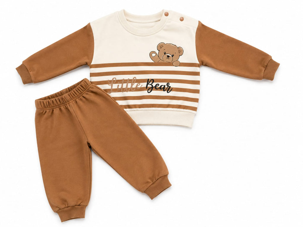 Compleu bebe Little Bear crem-maro,2 piese