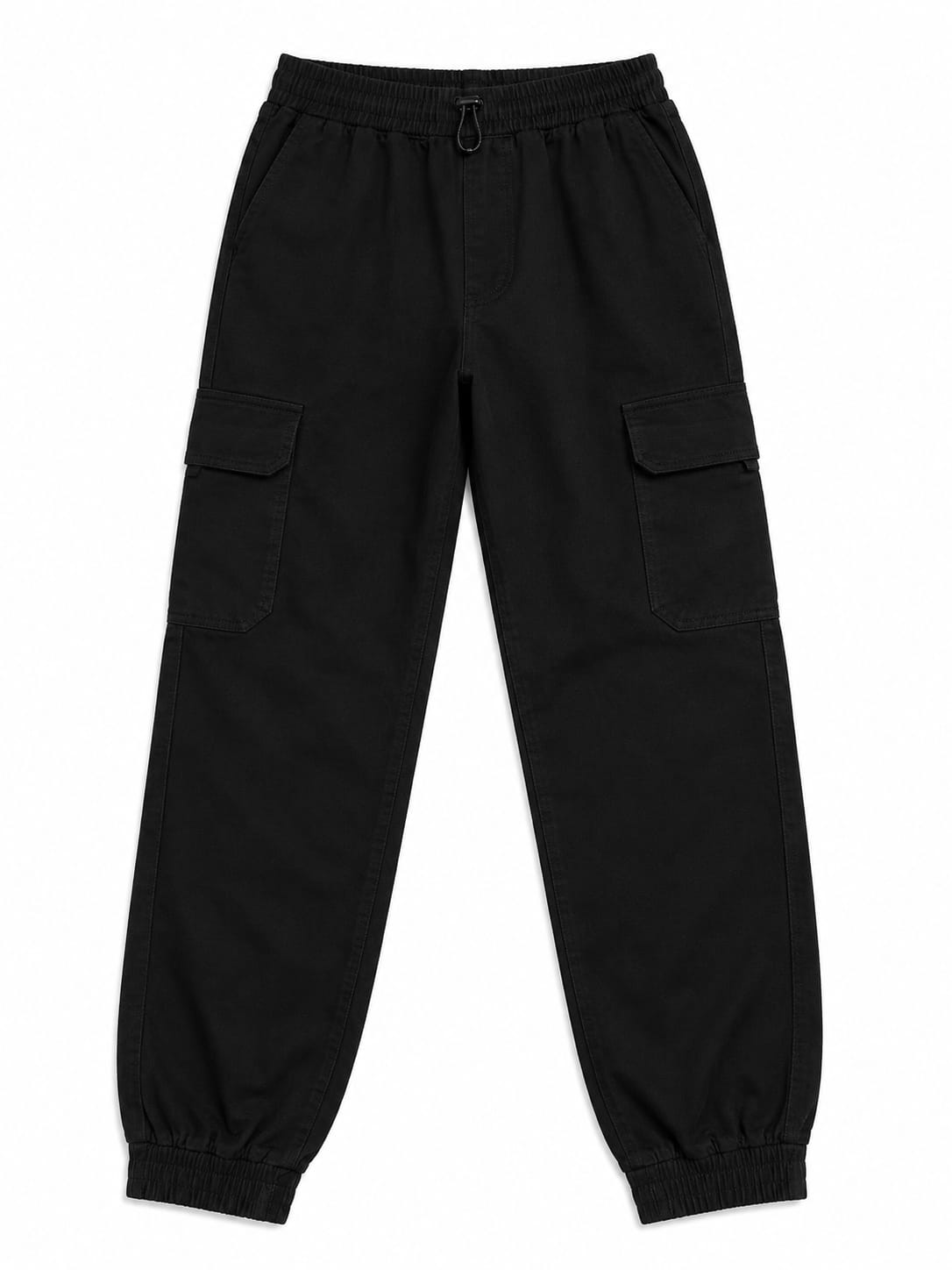 Pantaloni cargo băieți negri cu buzunare laterale