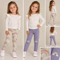 Set 2 colanți pentru fete cu curcubee – lila și multicolor