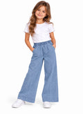 Pantaloni largi din denim albastru cu talie elastică 💙
