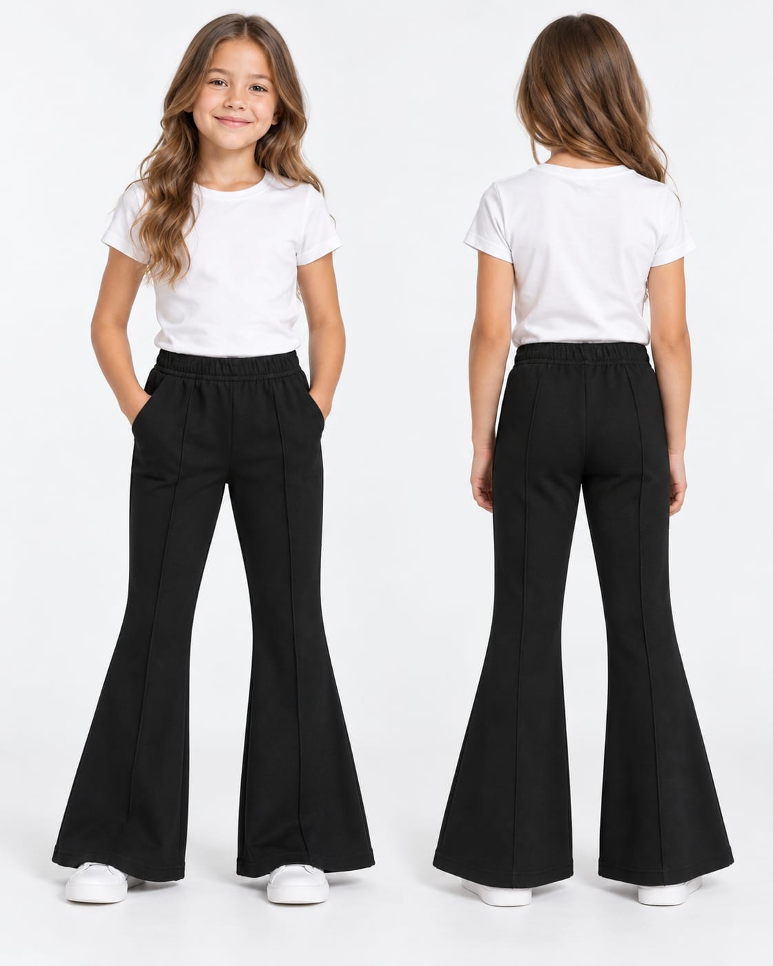 Pantaloni evazați fete-negru