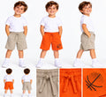 Set 2 Pantaloni Scurți Băieți – Bej & Portocaliu, Model Baschet