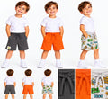 Set 3 Pantaloni Scurți Băieți – Gri, Portocaliu & Imprimeu