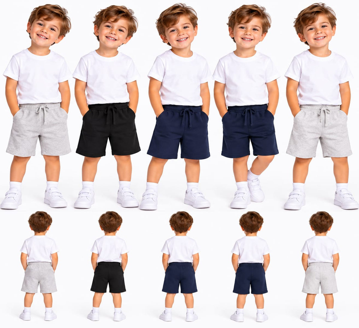 Pantaloni scurți băieți cu talie elastică și șnur