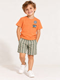 Set copii 2 piese – tricou portocaliu + pantaloni scurți în dungi