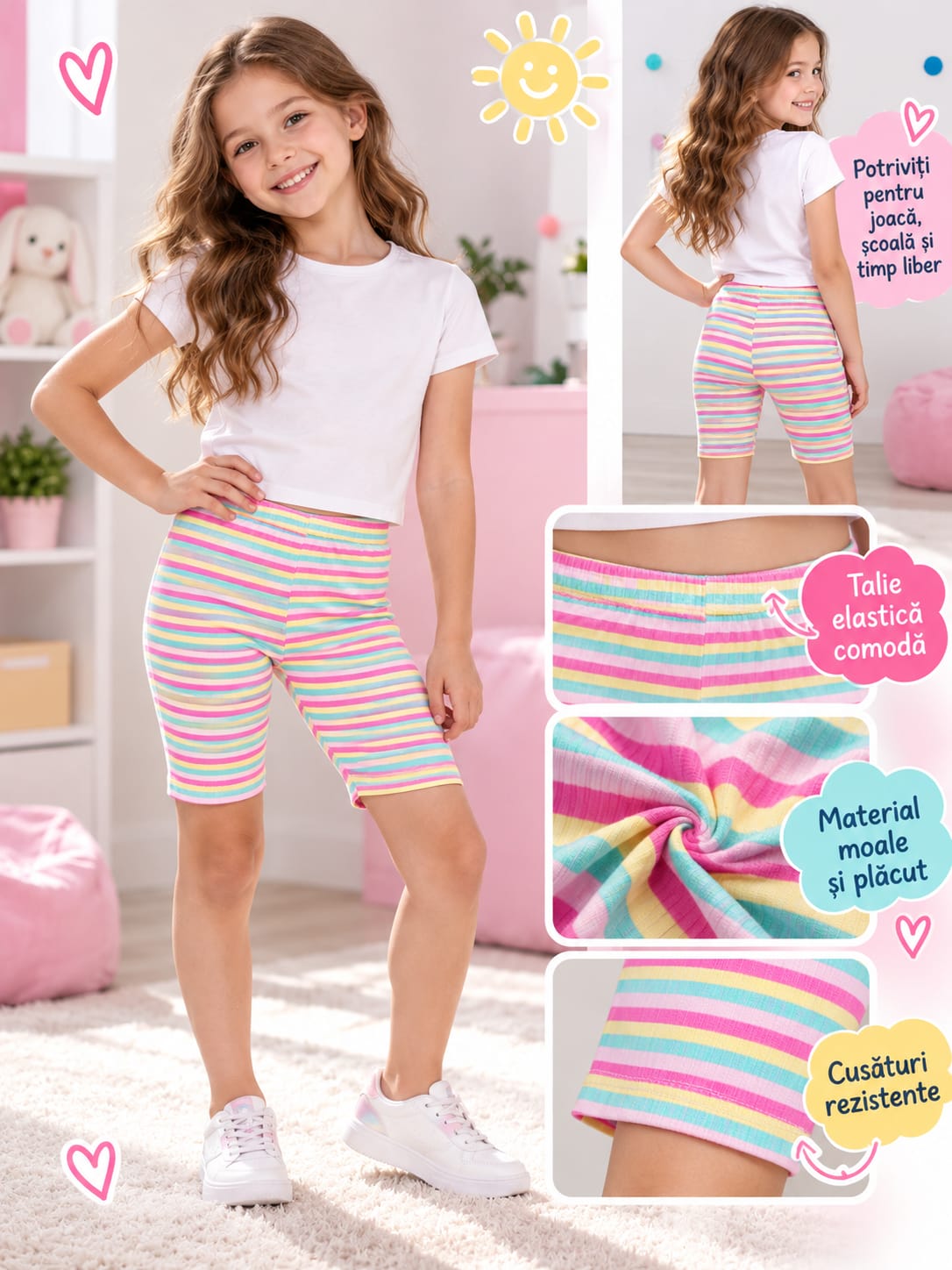 Colanți scurți fete Sinsay 134 cm, multicolori – noi cu etichetă