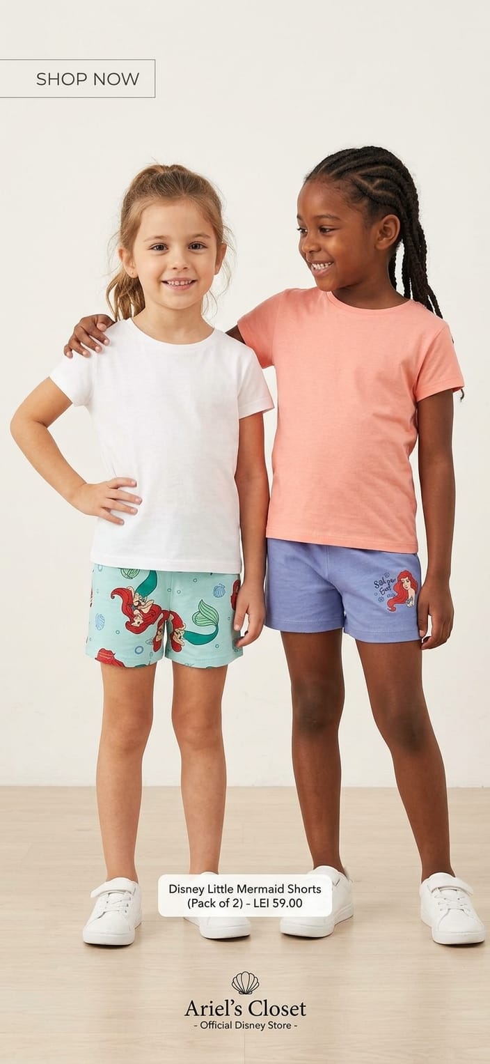 Set 2 perechi pantaloni scurți fete Ariel – noi cu etichetă
