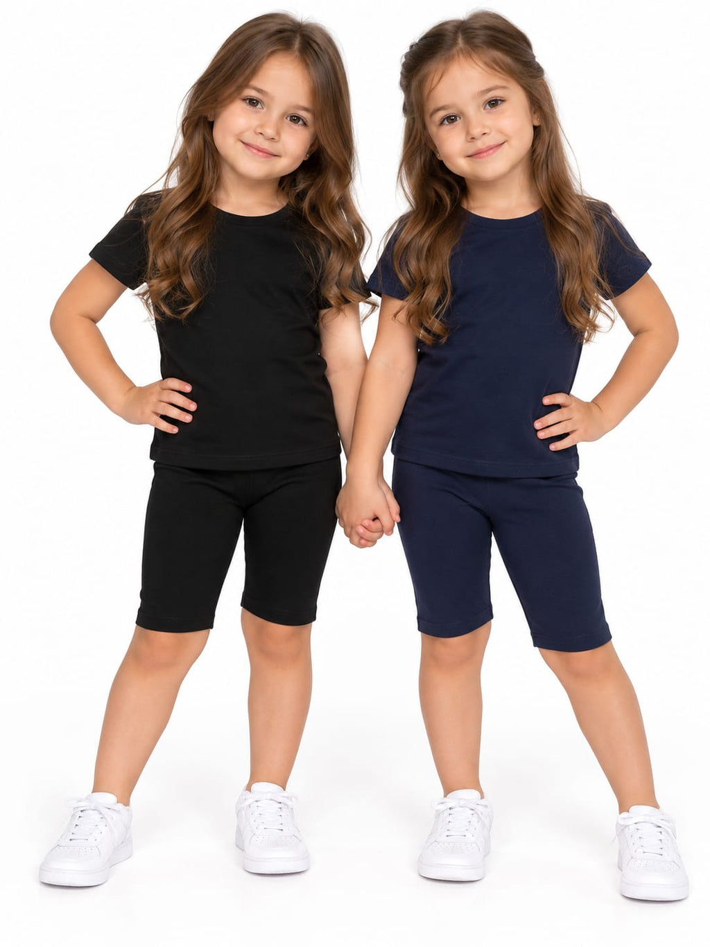 : Set 2 perechi colanți scurți fete – negru & bleumarin – noi cu etichetă