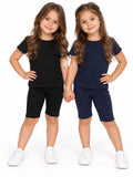 : Set 2 perechi colanți scurți fete – negru & bleumarin – noi cu etichetă