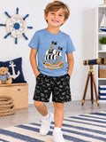 Set băieți 2 piese cu pirați – tricou + pantaloni scurți