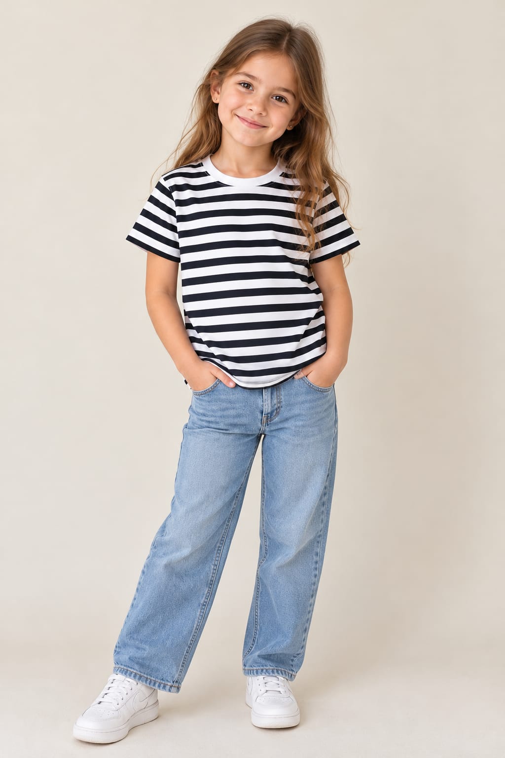 Tricou copii in dungi alb cu negru
