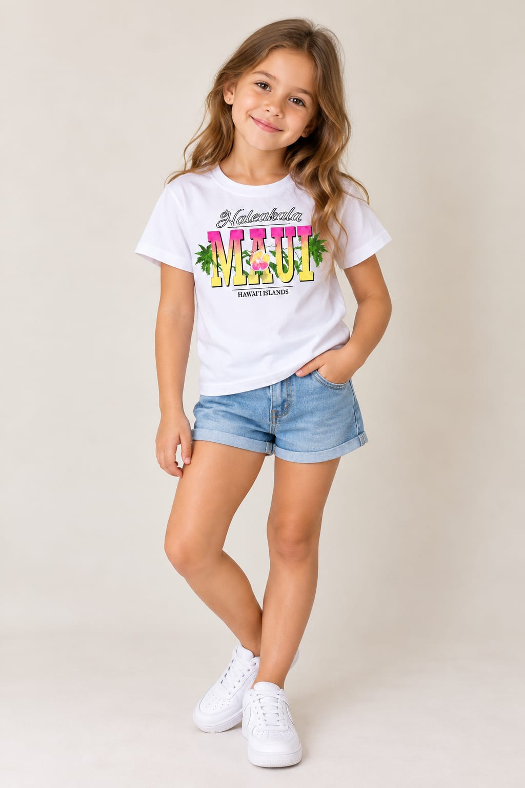 Tricou alb fete cu imprimeu Maiu si tiv elastic
