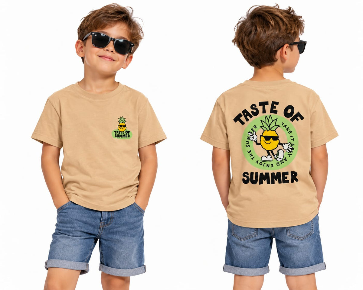 : Tricou băieți bej cu imprimeu ananas – Taste of Summer