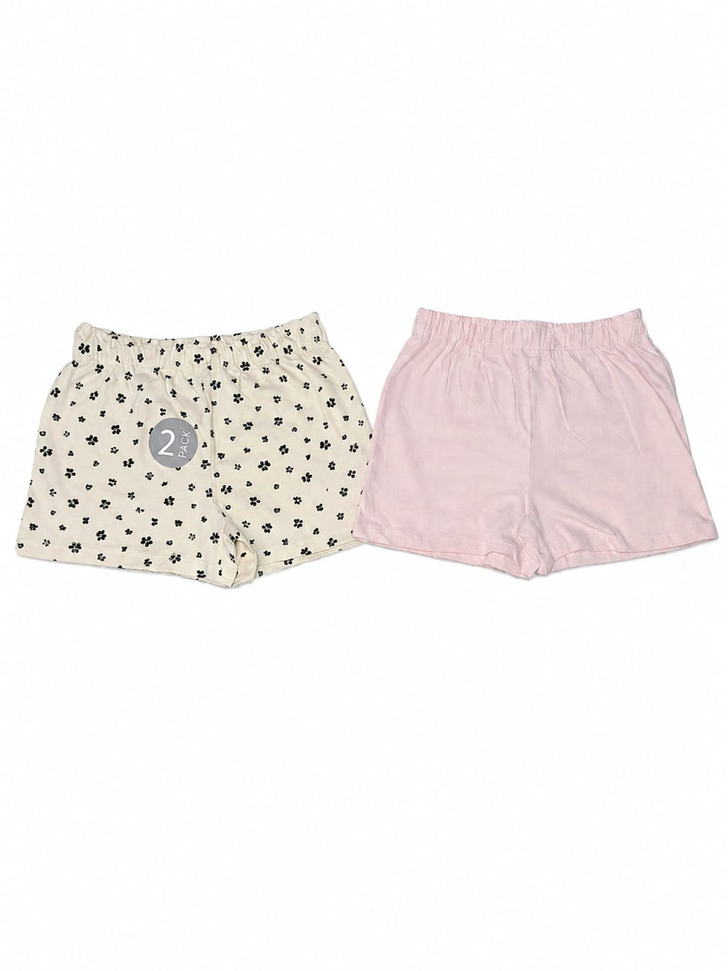 Set 2 pantaloni scurți fete, roz și crem cu floricele – noi cu etichetă