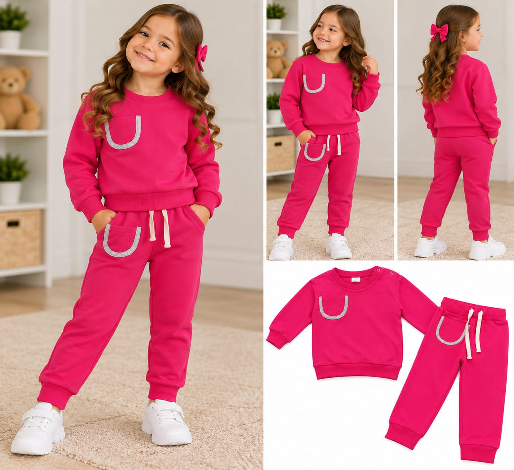 🎁 Pachet cadou fetițe – Compleu roz + Pantaloni GRATIS