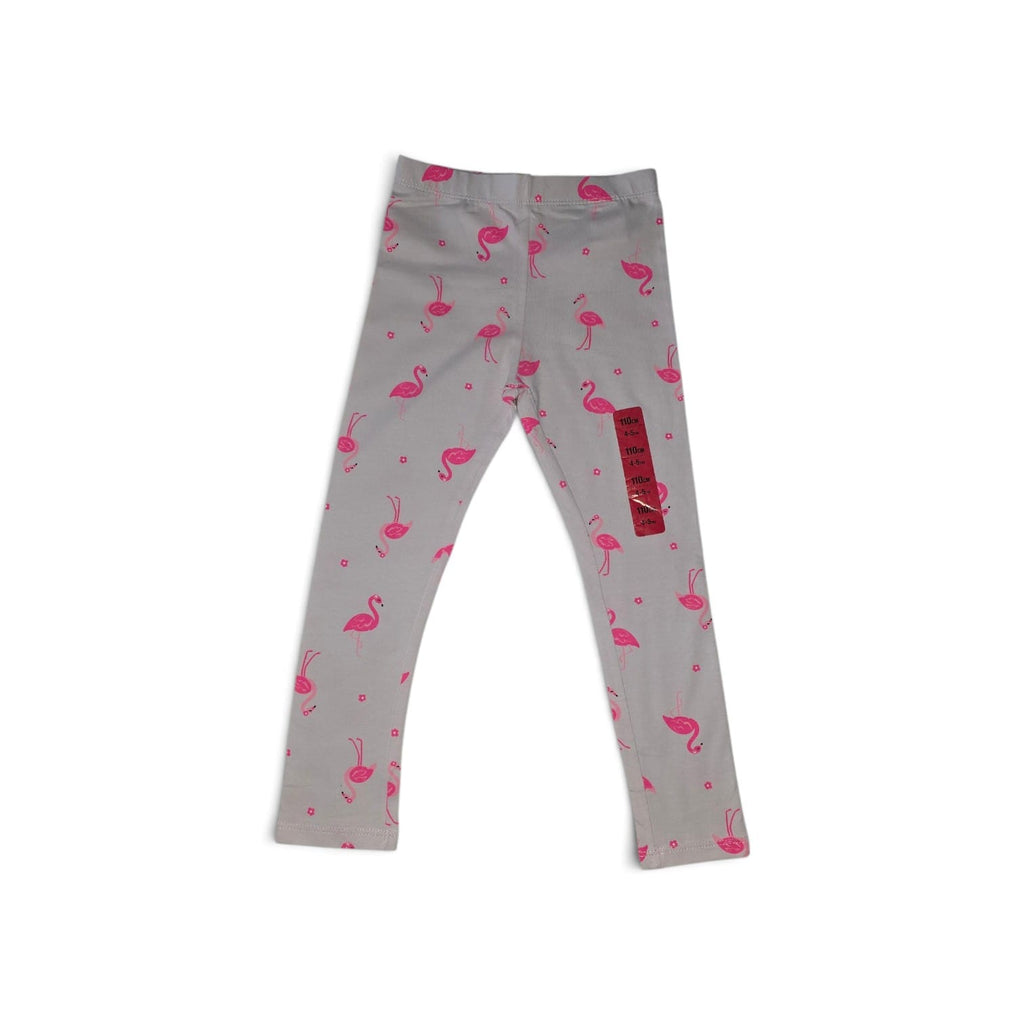 Colanți fete gri cu imprimeu flamingo roz – 110 cm