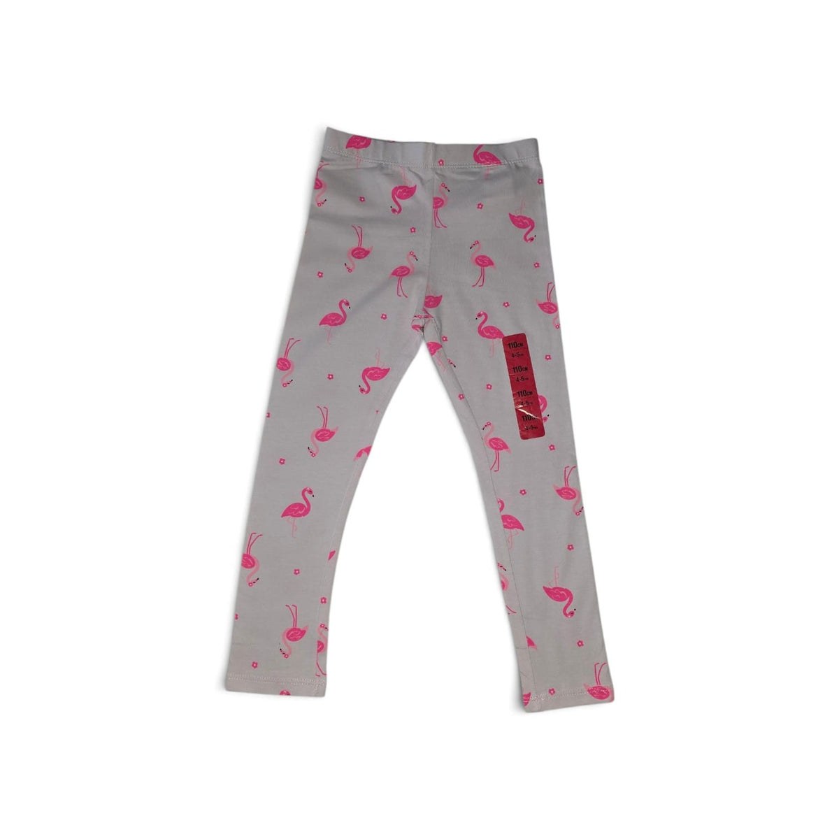 Colanți fete gri cu imprimeu flamingo roz – 110 cm