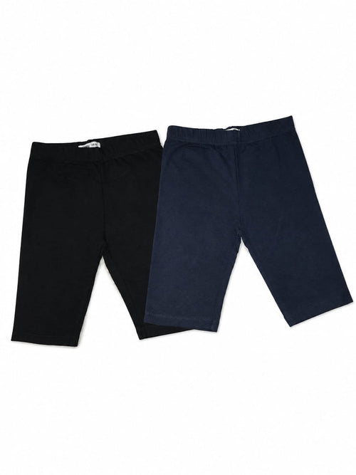 : Set 2 perechi colanți scurți fete – negru & bleumarin – noi cu etichetă