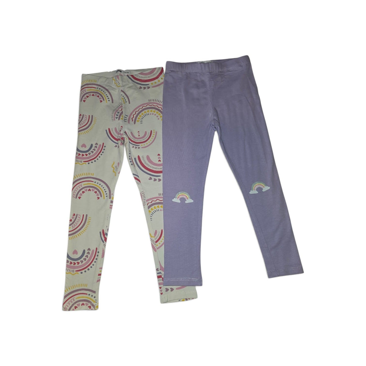Set 2 colanți pentru fete cu curcubee – lila și multicolor