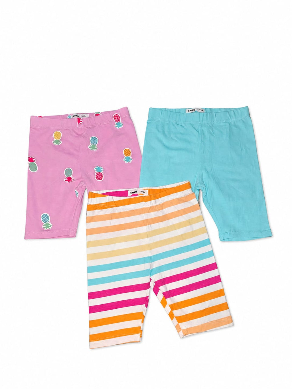 Set 3 colanți scurți fete – ananas, dungi și uni – noi cu etichetă