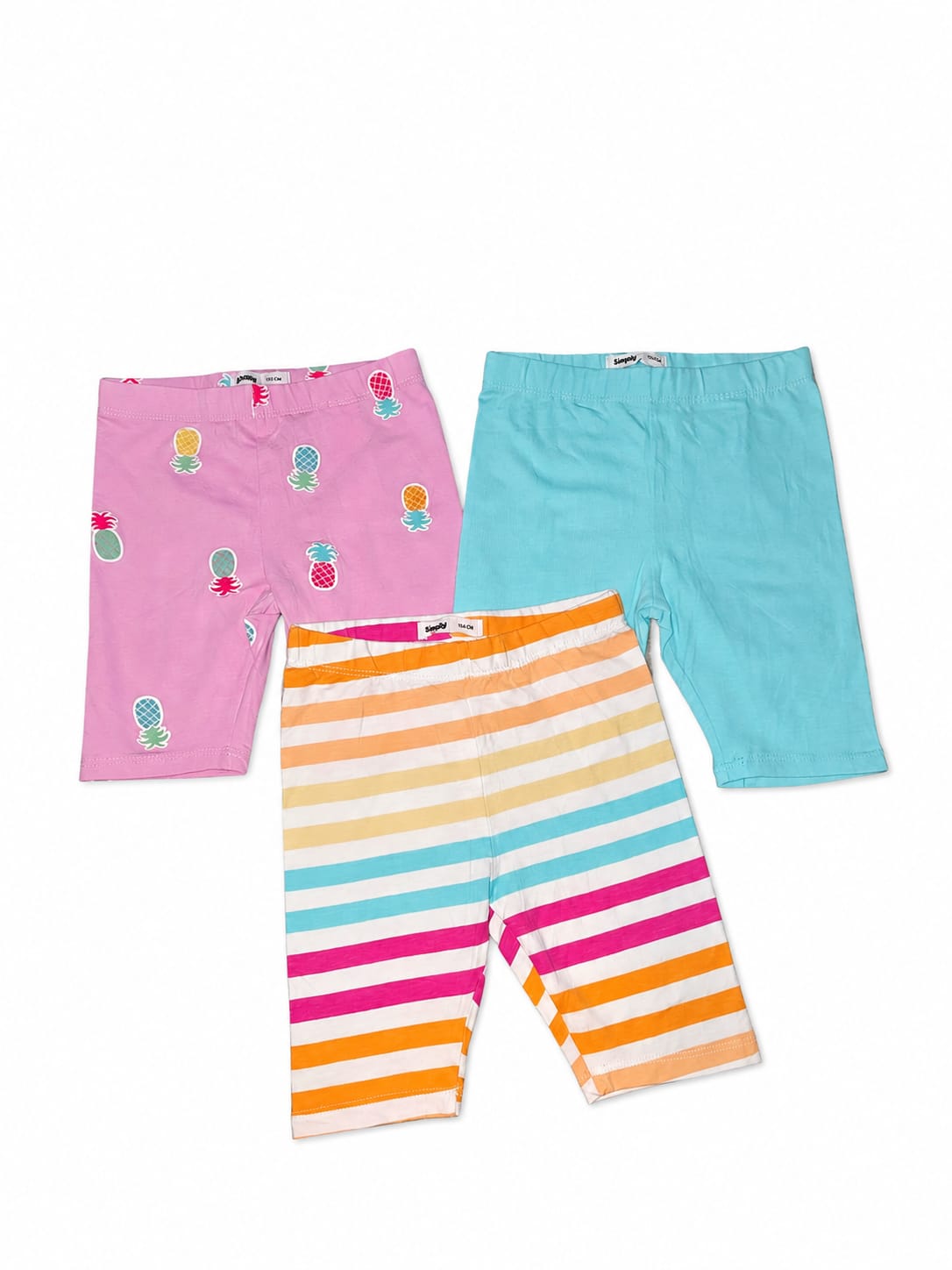 Set 3 colanți scurți fete – ananas, dungi și uni – noi cu etichetă