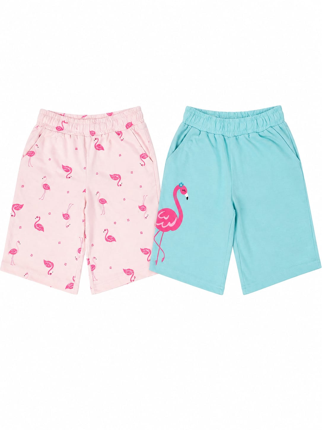 Set 2 perechi pantaloni scurți fete cu flamingo – noi cu etichetă