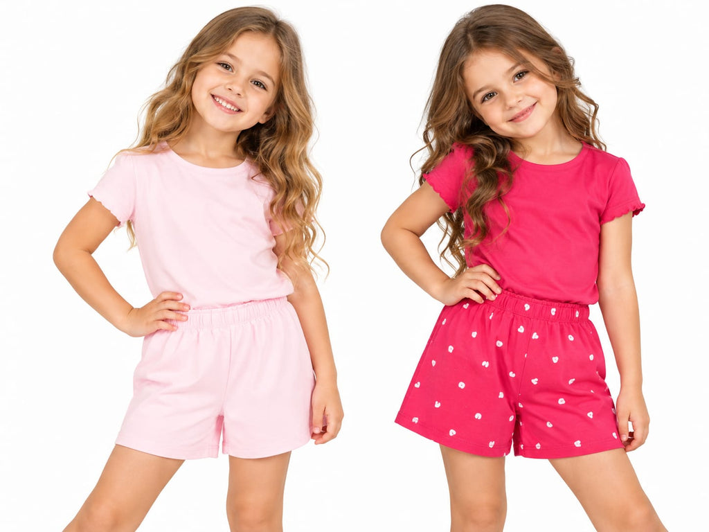 Set 2 pantaloni scurți fete Sinsay – roz, inimioare – noi cu etichetă