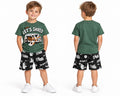 Compleu băieți Hot Wheels – tricou verde și pantaloni scurți cu mașini