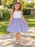 Rochie fete albă cu fustă florală mov – nouă cu etichetă