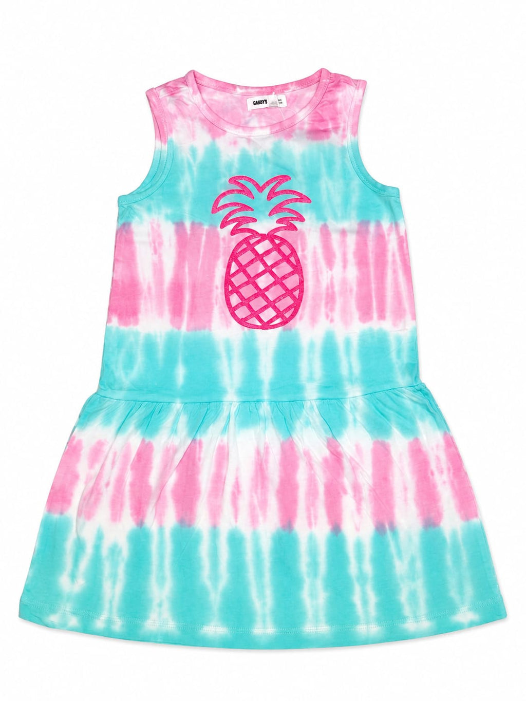 Rochie fete Gabby’s tie-dye cu ananas – roz și turcoaz – nouă cu etichetă