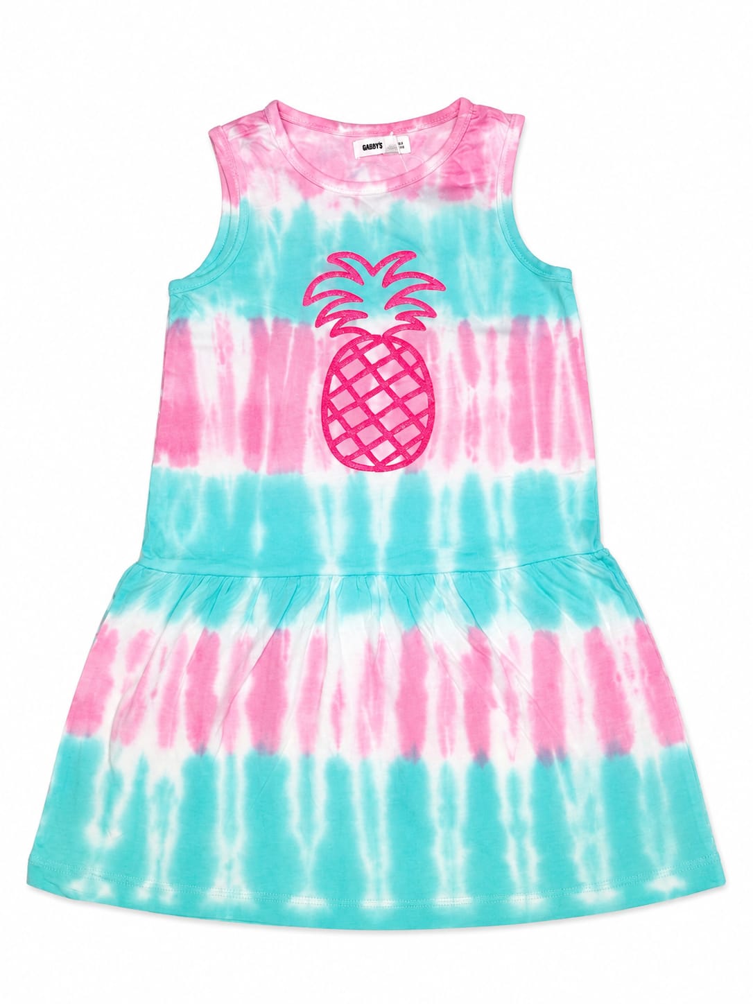 Rochie fete Gabby’s tie-dye cu ananas – roz și turcoaz – nouă cu etichetă