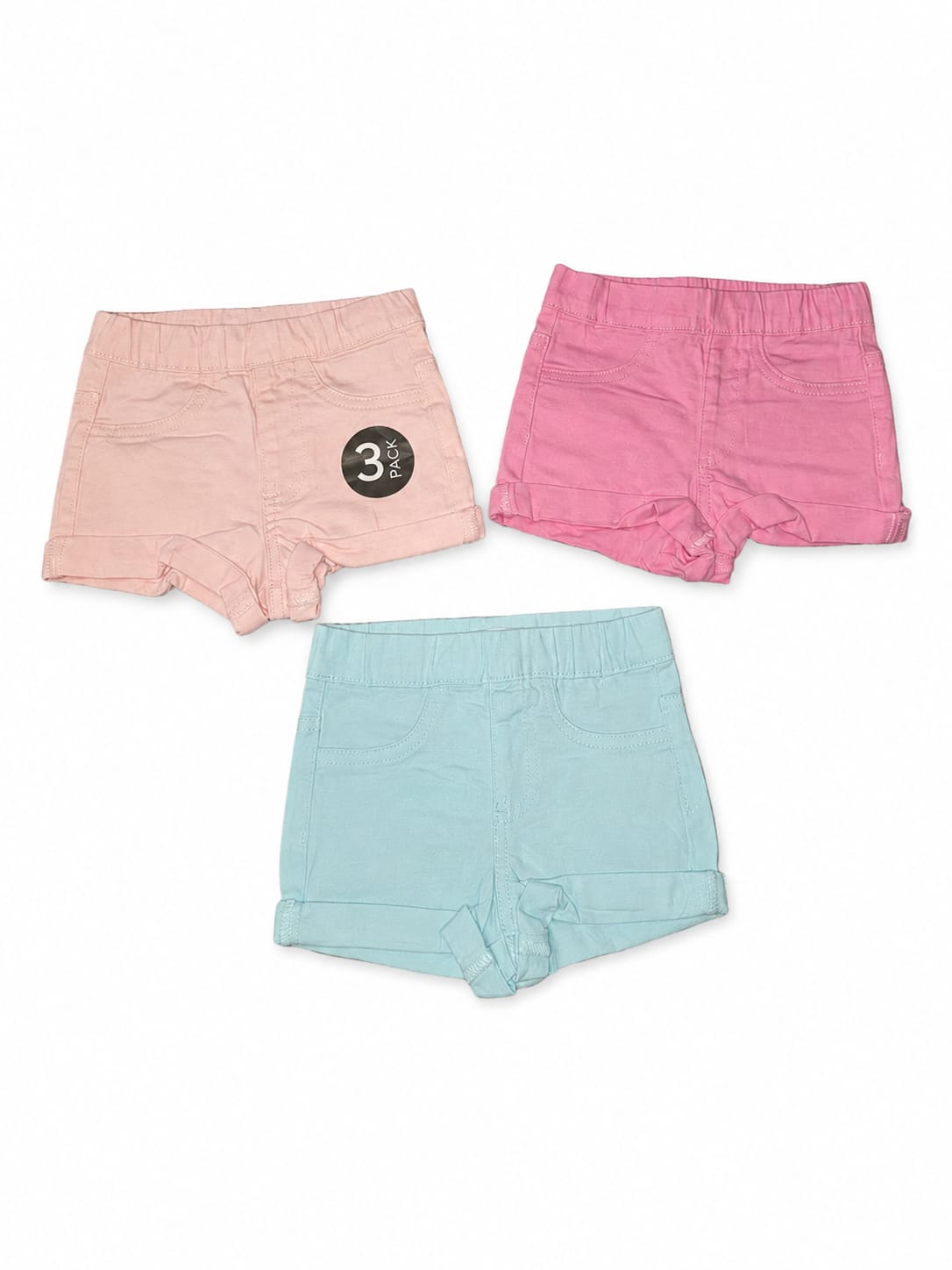 Set 3 pantaloni scurți fete, culori pastelate – noi cu etichetă
