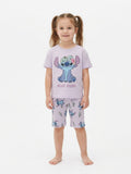 Compleu fete Disney Stitch – tricou alb + pantaloni scurți roz