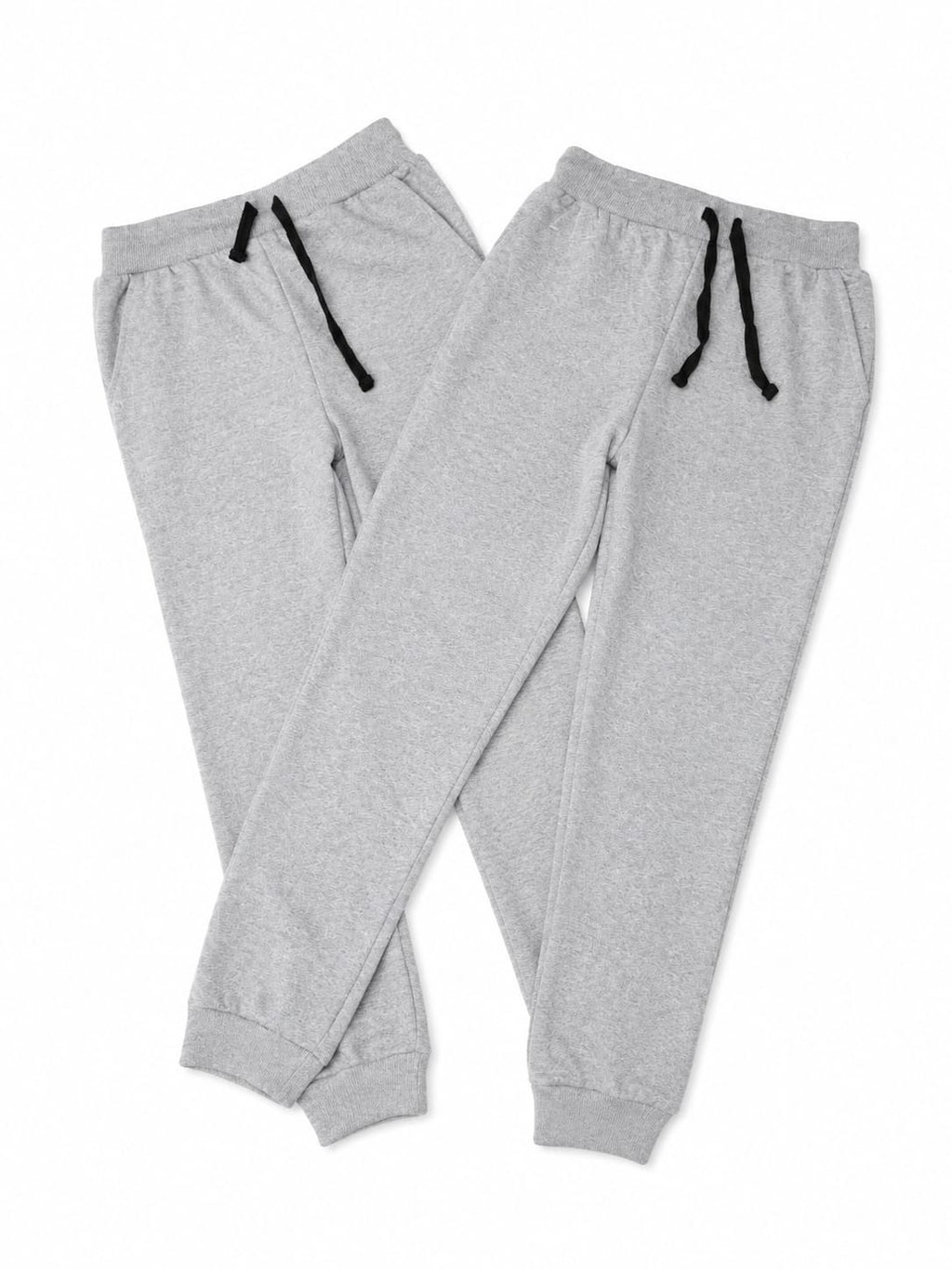 Set 2 pantaloni sport gri tip jogger cu șnur negru